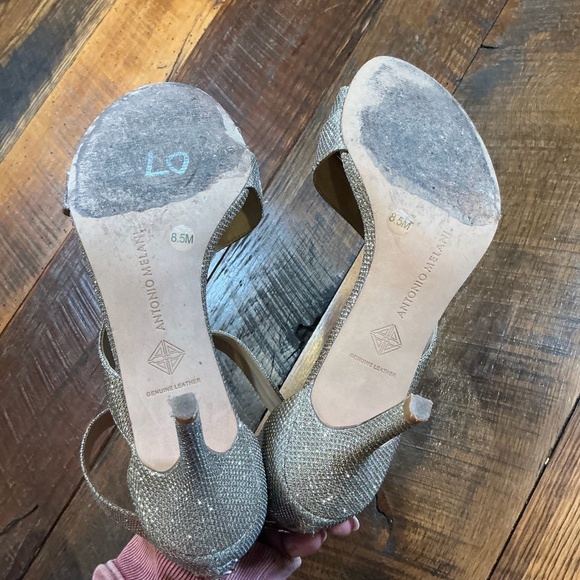 Antonio Melani Champagne Metallic Strappy Heels Women’s 8.5M - Picture 9 of 9
